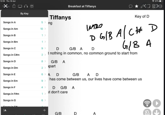 Chord Chart App for the gigging musician Switch To Paperless Chord Charts Rock Stock Pedals